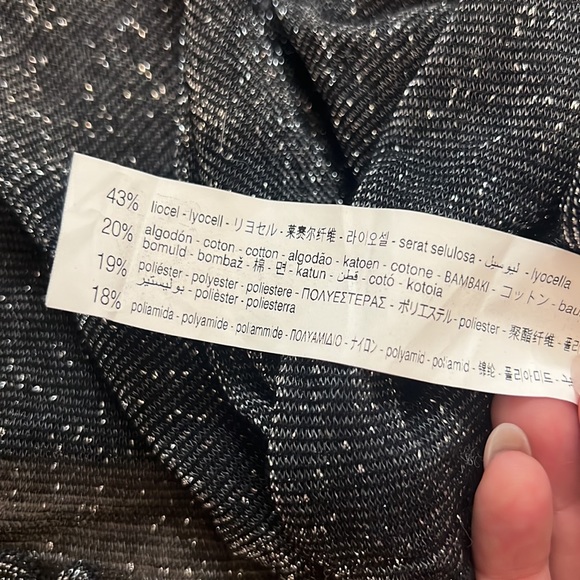 ZARA SEMI SHEER TOP NAVY SPARKLES LARGE - Picture 8 of 9